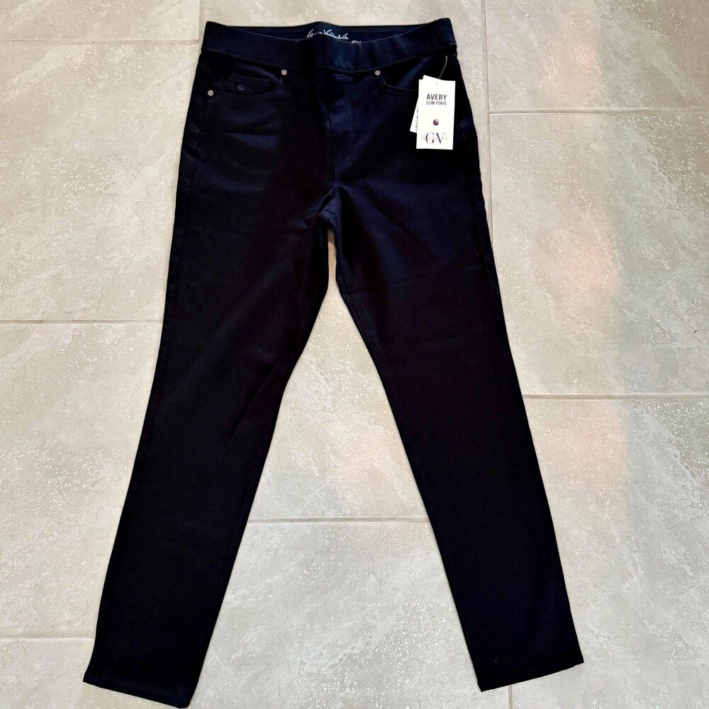 Gloria Vanderbilt Women’s Black Ponte Pull-On Slim Straight-LegPants Size 12 NWT